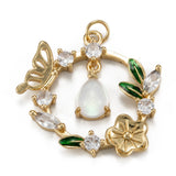 5 Pcs Flower CZ Glass Pendants for DIY Jewelry Making