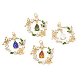 5 Pcs Flower CZ Glass Pendants for DIY Jewelry Making