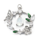 5 Pcs Flower CZ Glass Pendants for DIY Jewelry Making