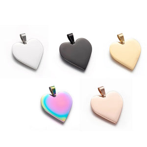 5 Pcs Heart Stainless Steel Pendants Charms for Jewelry Making