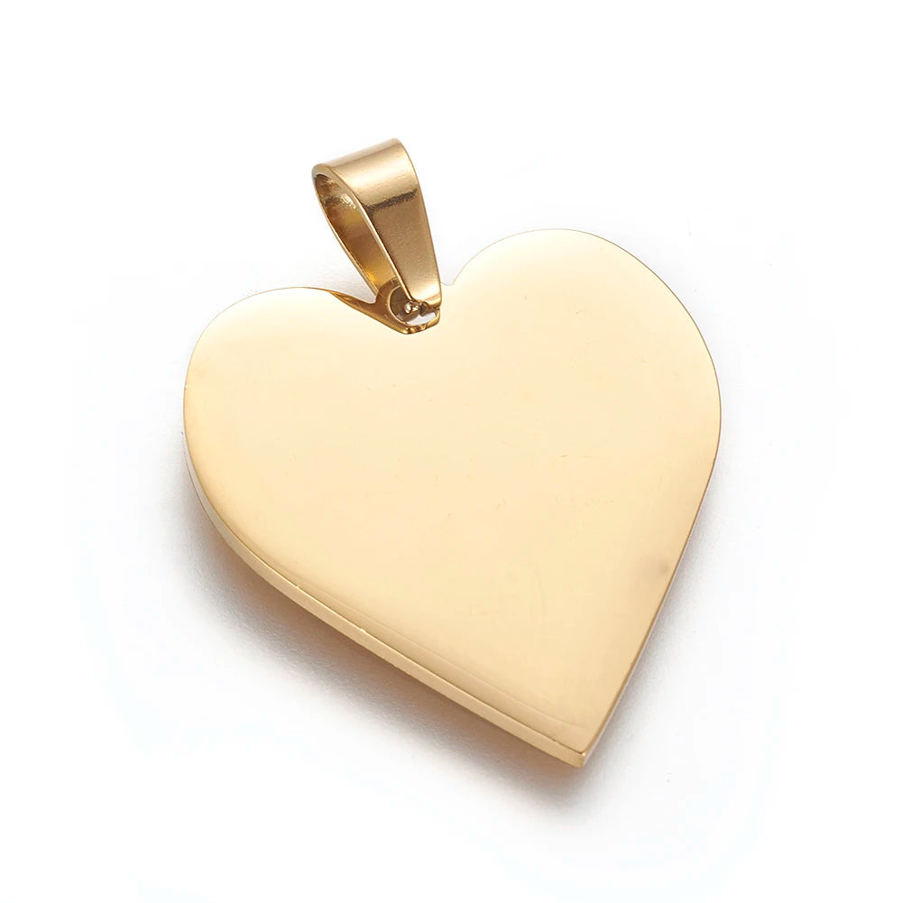5 Pcs Heart Stainless Steel Pendants Charms for Jewelry Making