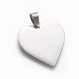 5 Pcs Heart Stainless Steel Pendants Charms for Jewelry Making