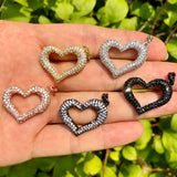 5 Pcs Heart Charms Cubic Zircon Paved Bracelet Necklace Pendant