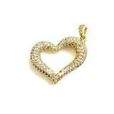5 Pcs Heart Charms Cubic Zircon Paved Bracelet Necklace Pendant