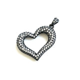 5 Pcs Heart Charms Cubic Zircon Paved Bracelet Necklace Pendant