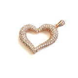5 Pcs Heart Charms Cubic Zircon Paved Bracelet Necklace Pendant