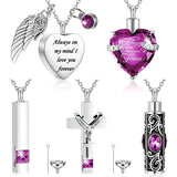 5 Pcs Heart Cross Urn Necklace for Ashes Men Stainless Steel Cremation Jewelry