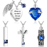 5 Pcs Heart Cross Urn Necklace for Ashes Men Stainless Steel Cremation Jewelry