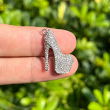 5 High Heel Shoe Charms CZ Paved Metal Pendant for Jewelry Making