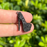 5 High Heel Shoe Charms CZ Paved Metal Pendant for Jewelry Making