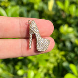 5 High Heel Shoe Charms CZ Paved Metal Pendant for Jewelry Making