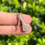 5 High Heel Shoe Charms CZ Paved Metal Pendant for Jewelry Making