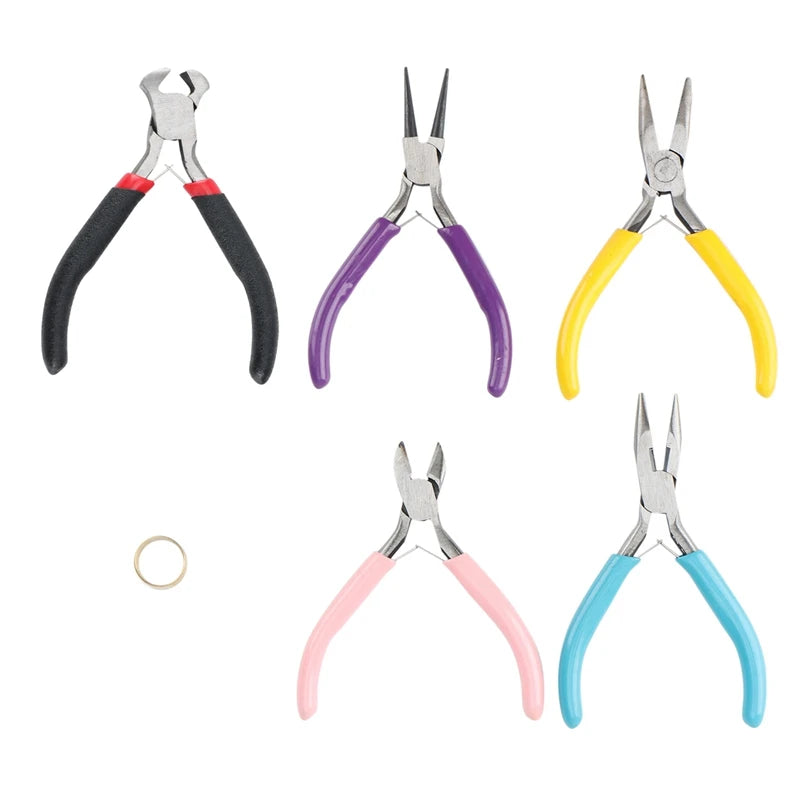 5 Pcs Jewelry Pliers Set, Needle/Round/Chain/Bent/Zipper Pliers