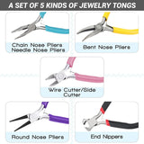 5 Pcs Jewelry Pliers Set, Needle/Round/Chain/Bent/Zipper Pliers