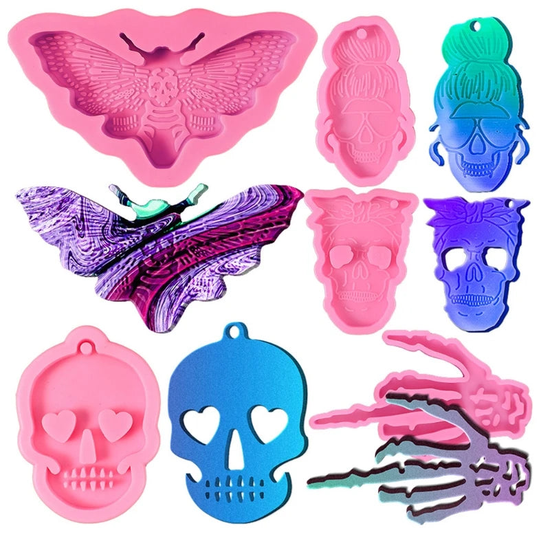 5 Pcs Keychain Epoxy Resin Mold DIY Crafts Silicone Mould