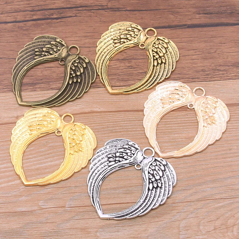 5 Pcs/Lot Vintage Angel Wings Charm Metal Charms Pendant For Jewelry Making
