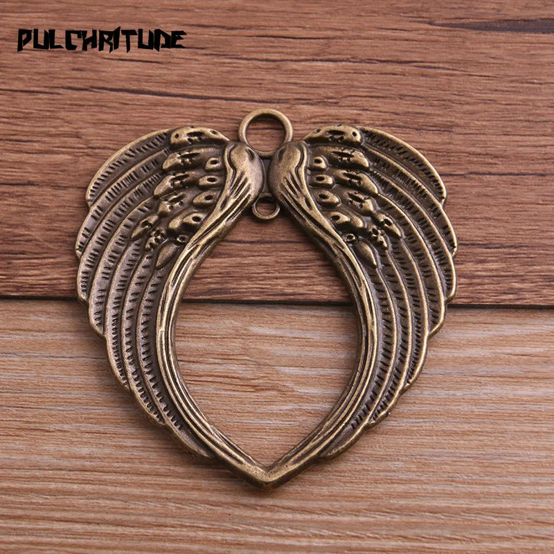 5 Pcs/Lot Vintage Angel Wings Charm Metal Charms Pendant For Jewelry Making