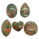 5 Pcs Flower Green Stone Pendant Necklace Reiki Healing Natural Stone Pendant