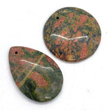 5 Pcs Flower Green Stone Pendant Necklace Reiki Healing Natural Stone Pendant