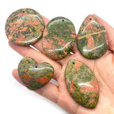 5 Pcs Flower Green Stone Pendant Necklace Reiki Healing Natural Stone Pendant