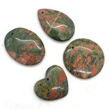 5 Pcs Flower Green Stone Pendant Necklace Reiki Healing Natural Stone Pendant