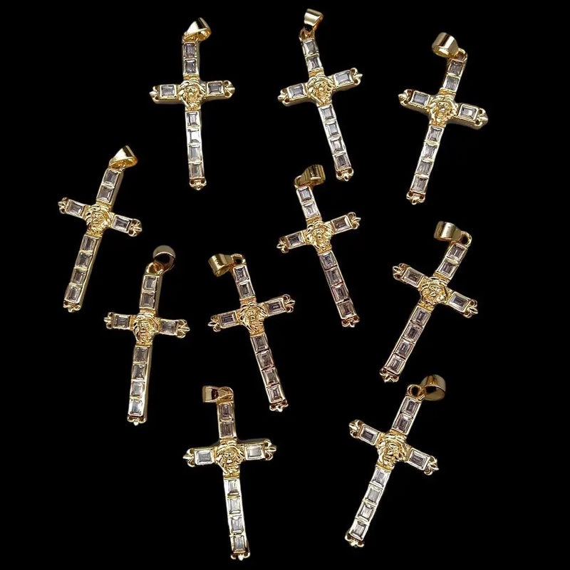 5 Pcs Micro pave CZ Religious Cross Pendant Necklace