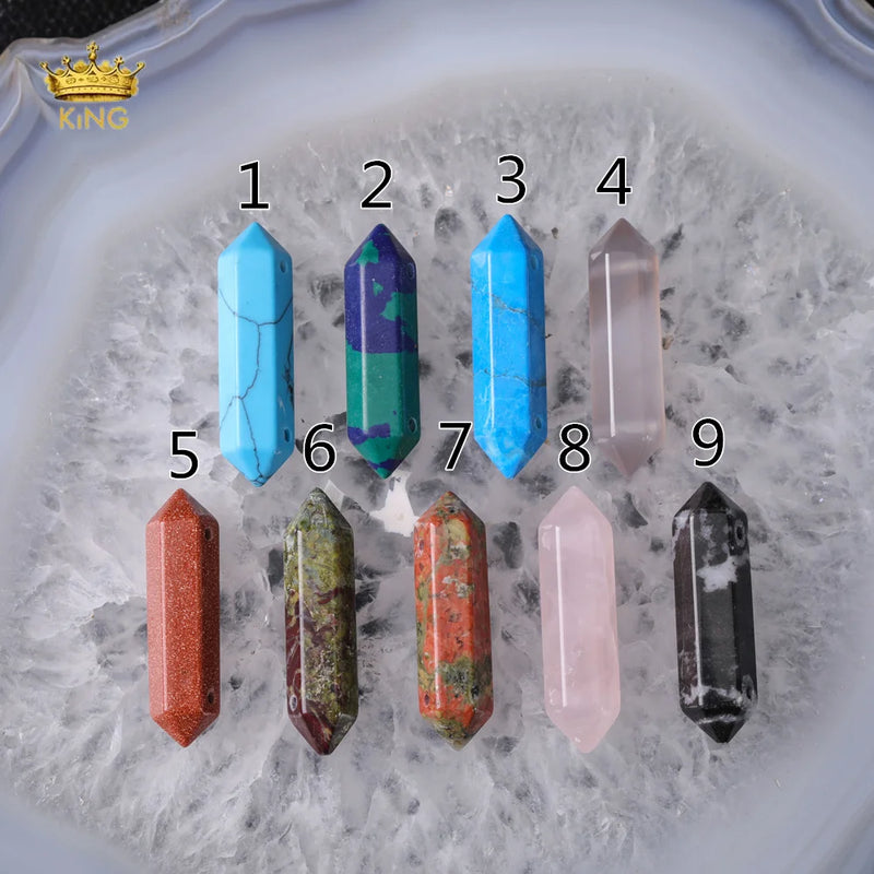 Natural Double Terminated Point Beads, Amethyst Pendants for DIY Jewelry