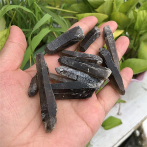 5 Pcs Smoky Quartz Raw Stone Column Point Clear Crystal Healing DIY Pendant