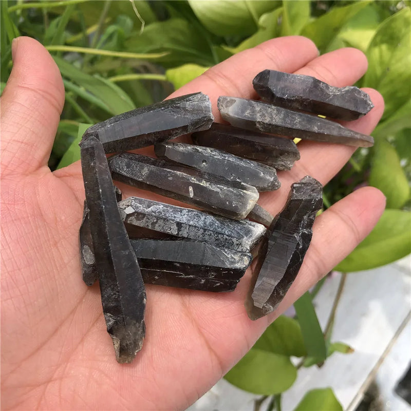 5 Pcs Smoky Quartz Raw Stone Column Point Clear Crystal Healing DIY Pendant