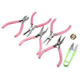 5 Pcs Pink Jewelry Pliers Set Repair Tools Beading Hand Tools