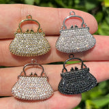 5 Pcs Cubic Zircon Purse Charms Bag Pendant for DIY Jewelry