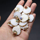 5 Pcs Scallop Shape Natural Shell Pendants for Jewelry Making