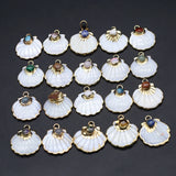 5 Pcs Scallop Shape Natural Shell Pendants for Jewelry Making