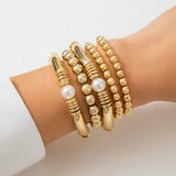 5 Pcs Layered CCB Beads Bracelets Set for Women Charms