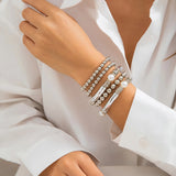 5 Pcs Layered CCB Beads Bracelets Set for Women Charms