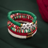 5 Pcs Colorful Christmas Clay Chain Letter Charm Bracelets