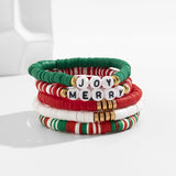 5 Pcs Colorful Christmas Clay Chain Letter Charm Bracelets
