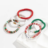 5 Pcs Colorful Christmas Clay Chain Letter Charm Bracelets