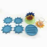 5 Pcs Coaster + Stand Epoxy Resin Mold Cup Mat+Holder Base Silicone Mould