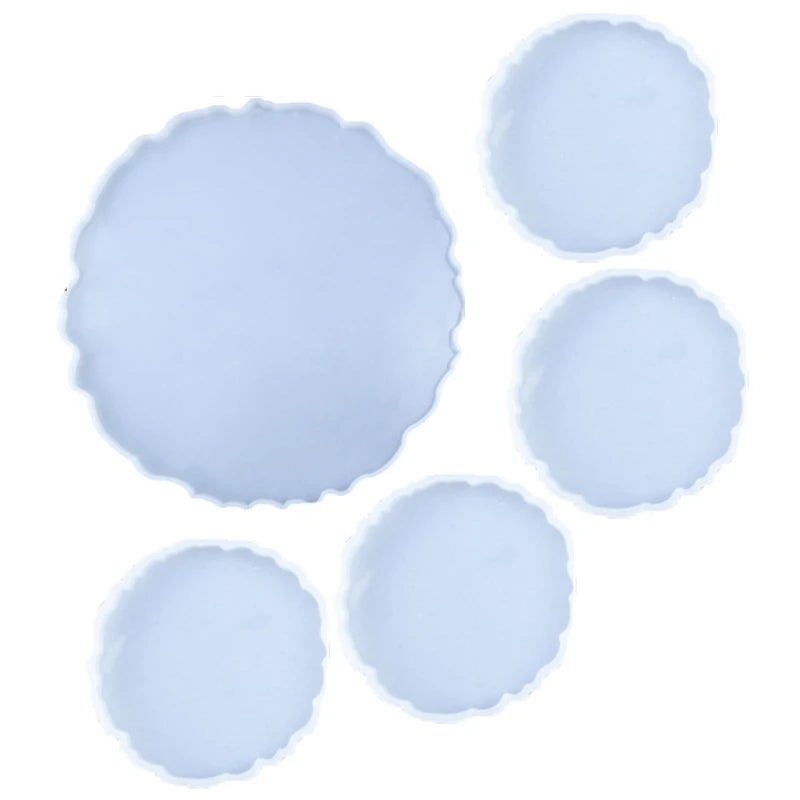 5 Pcs Coaster Tray Epoxy Resin Mold DIY Crafts Decorations Casting Tools
