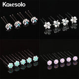5 Pcs Crystal Pearl Bridal Hairpin Clips Wedding Hair Jewelry
