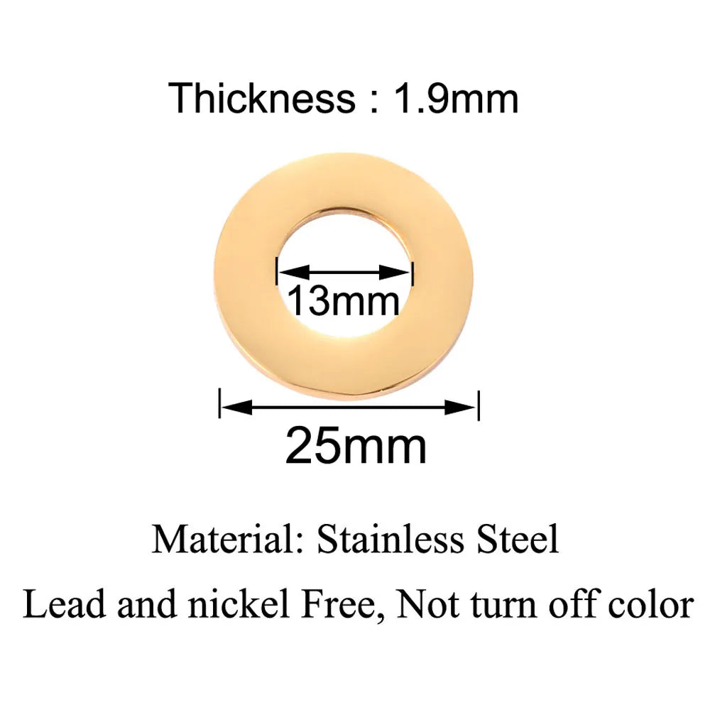 5 Pcs Stainless Steel Hollow Circle Charm Pendant 25mm