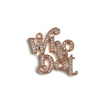 5 Pcs Who Dat Metal Word Charms with Zircon Fleur De Lis Pendant