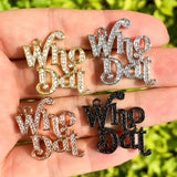 5 Pcs Who Dat Metal Word Charms with Zircon Fleur De Lis Pendant