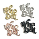 5 Pcs Who Dat Metal Word Charms with Zircon Fleur De Lis Pendant