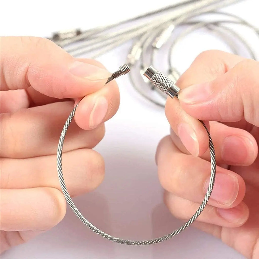 5 Pcs Stainless Steel Key Chain Ring for Outdoor Hiking Luggage