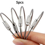 5 Pcs Stainless Steel Key Chain Ring for Outdoor Hiking Luggage