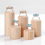 5 Pcs Wooden Ring Jewelry Display Stand Holder Cone Shape F3MF