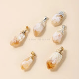 5 Pcs Natural Citrine Rough Stone Pendants Silver Plated Charms DIY Necklace