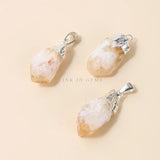 5 Pcs Natural Citrine Rough Stone Pendants Silver Plated Charms DIY Necklace